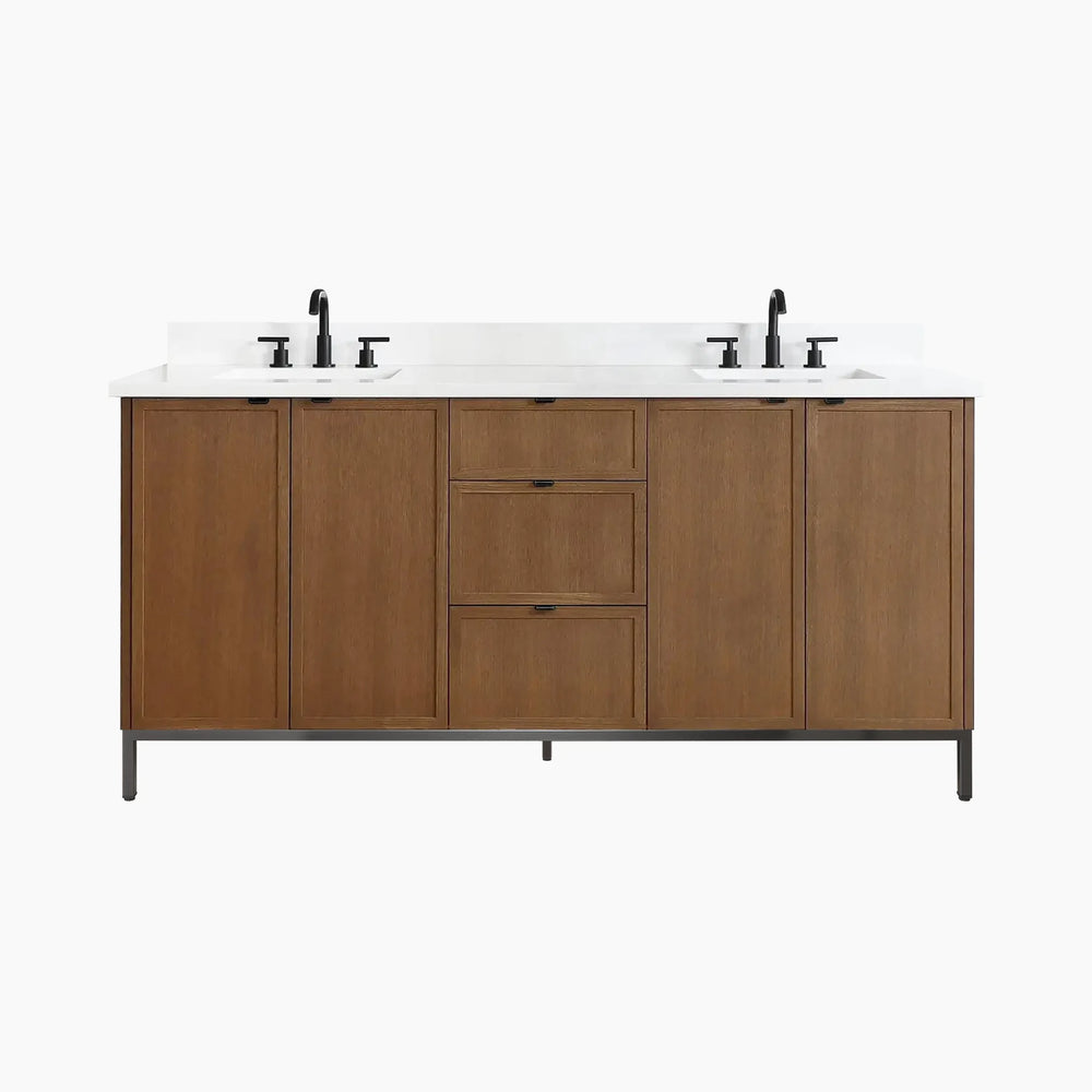 
                  
                    Cape Breton 72" Mid Century Oak Bathroom Vanity, Double Sink
                  
                