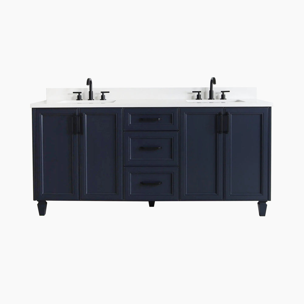 Davenport 72" Pacific Blue Bathroom Vanity, Double Sink