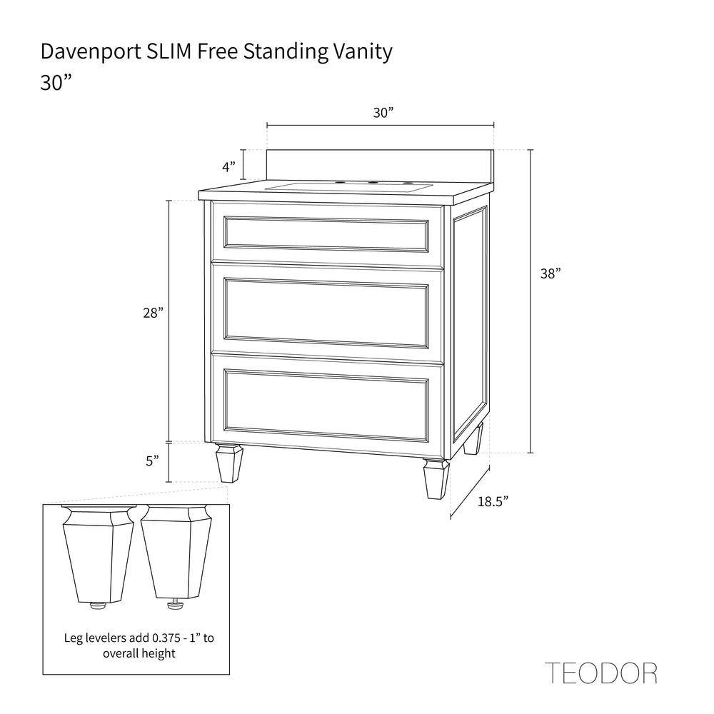 
                  
                    Davenport SLIM 30" Almond Coast Bathroom Vanity - All Drawers
                  
                