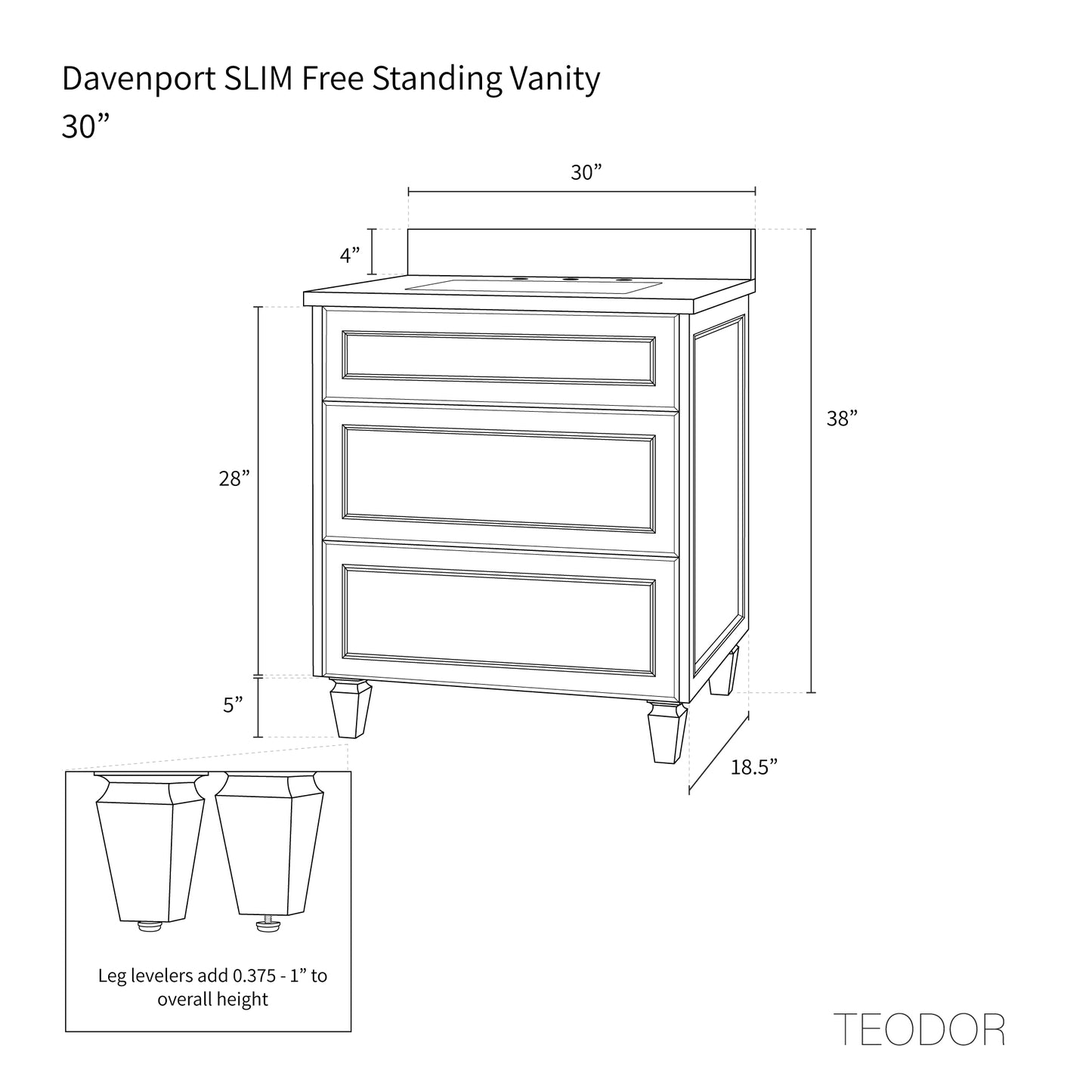 
                  
                    Davenport SLIM 30" Almond Coast Bathroom Vanity - All Drawers
                  
                