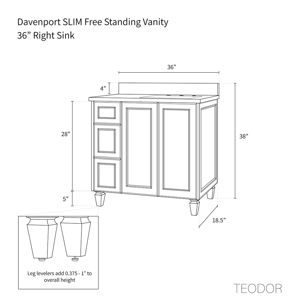 
                  
                    Davenport SLIM 36" Pacific Blue Bathroom Vanity, Right Sink
                  
                
