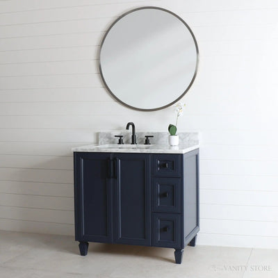 Davenport 36" Pacific Blue Bathroom Vanity, Left Sink