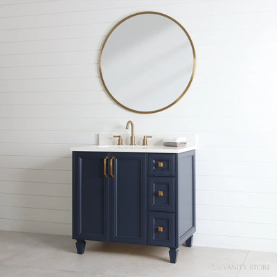 Davenport 36", Teodor® Pacific Blue Vanity, Left Sink
