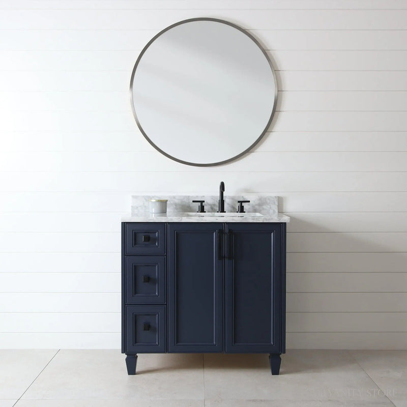 Davenport 36" Pacific Blue Bathroom Vanity, Right Sink