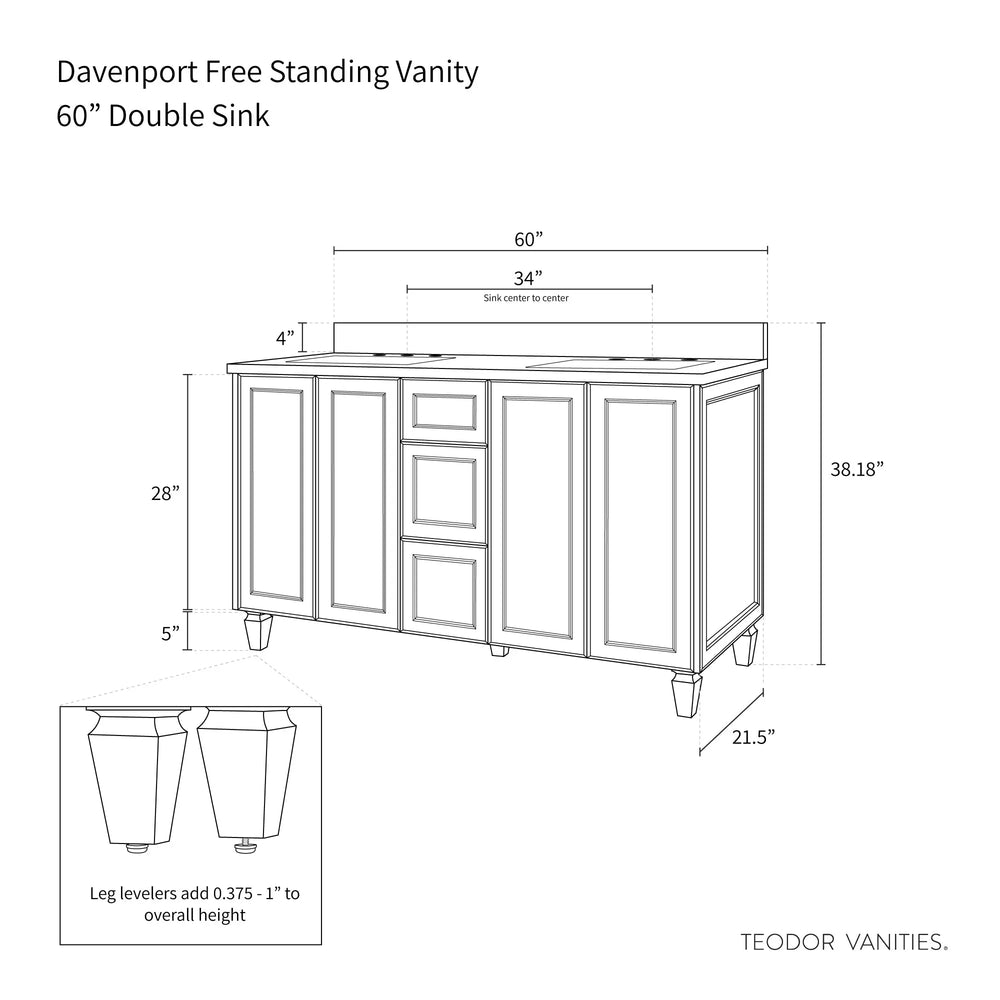 
                  
                    Davenport 60", Teodor® Almond Coast Vanity, Double Sink Teodor Bathroom VanityCanada
                  
                