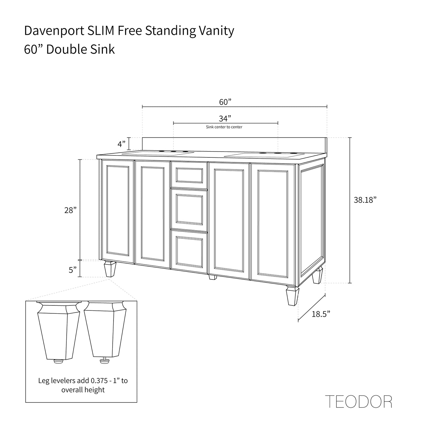 
                  
                    Davenport SLIM 60" Almond Coast Bathroom Vanity, Double Sink
                  
                