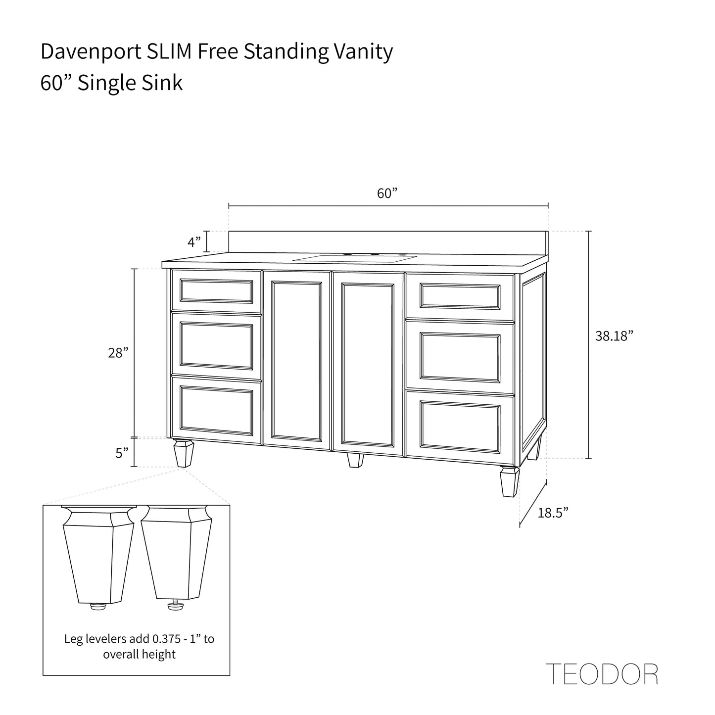 
                  
                    Davenport SLIM 60" Almond Coast Bathroom Vanity
                  
                