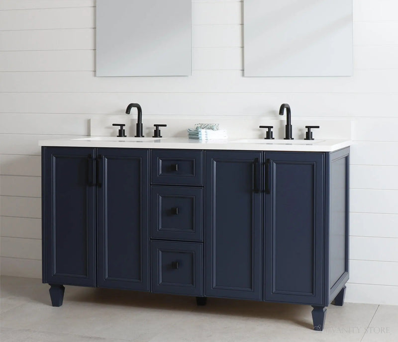 Davenport 60" Pacific Blue Bathroom Vanity, Double Sink