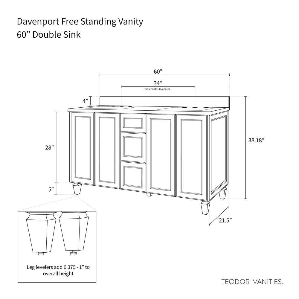 
                  
                    Davenport 60", Teodor® Pacific Blue Vanity, Double Sink Teodor Bathroom VanityCanada
                  
                