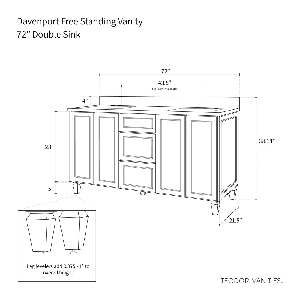 
                  
                    Davenport 72", Teodor® Pacific Blue Vanity, Double Sink Teodor Bathroom VanityCanada
                  
                