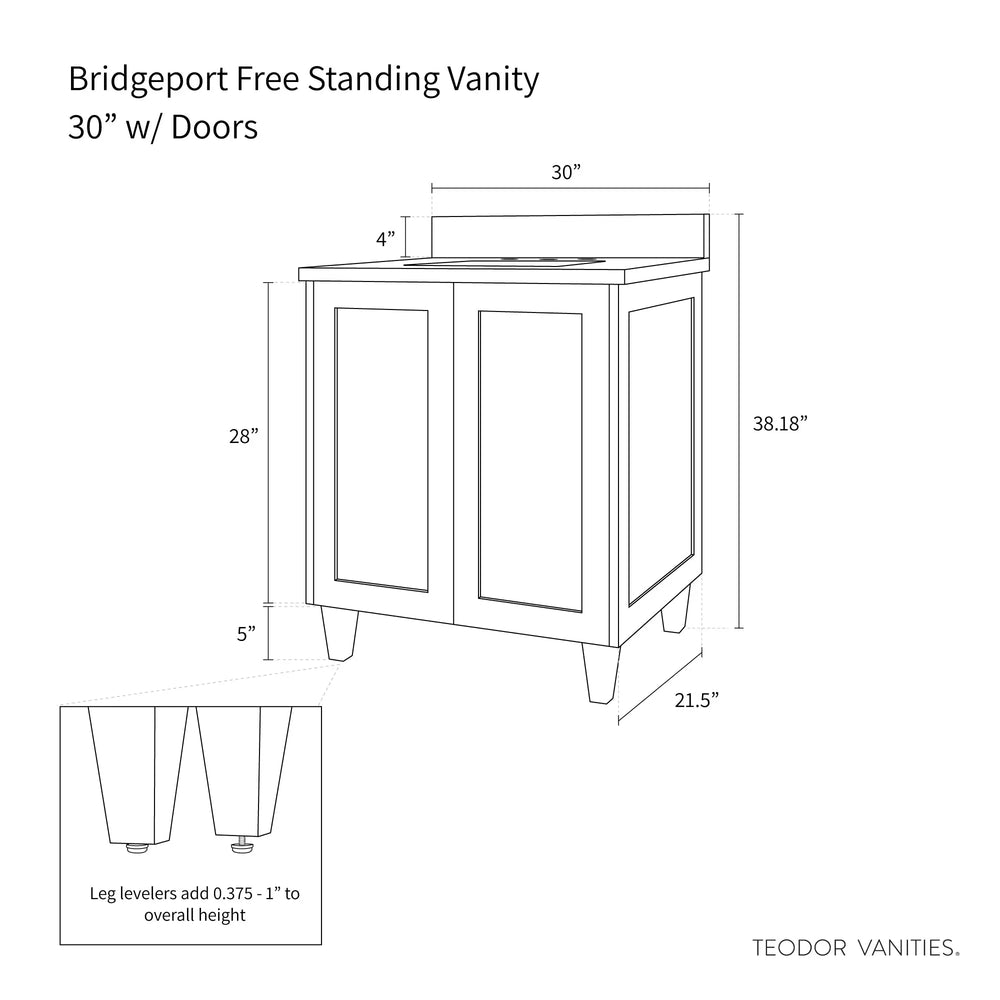 
                  
                    Bridgeport 30", Teodor® White Oak Vanity w/ Doors Teodor Bathroom VanityCanada
                  
                