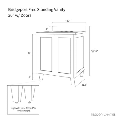 Bridgeport 30", Teodor® White Oak Vanity w/ Doors Teodor Bathroom VanityCanada