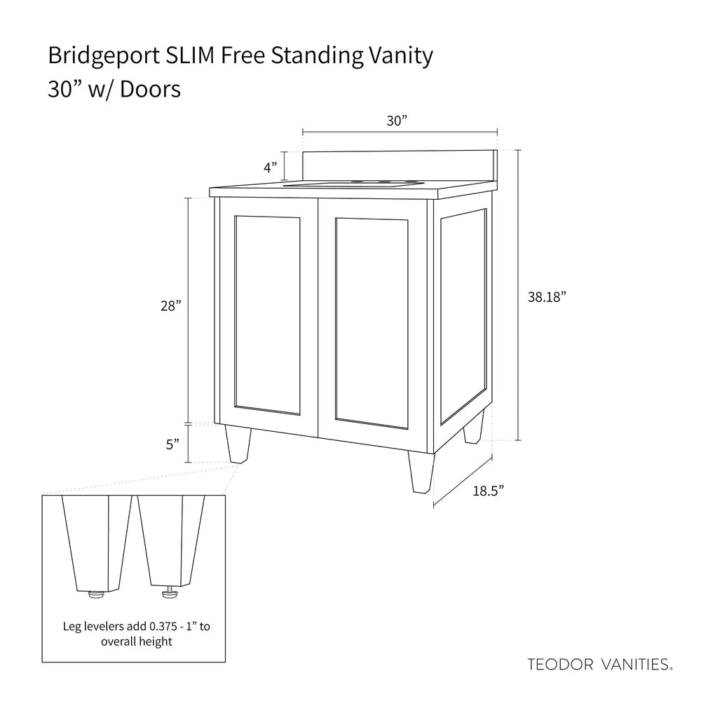 
                  
                    Bridgeport SLIM, 30" Teodor® White Oak Vanity w/ Doors Teodor Bathroom VanityCanada
                  
                