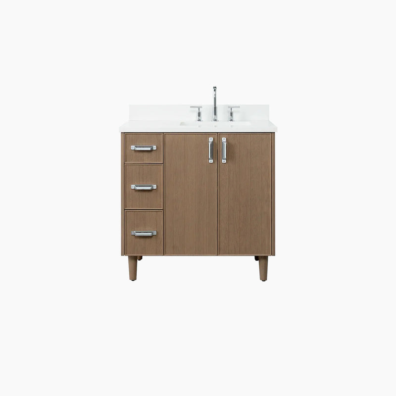 Malibu 36" Almond Coast Bathroom Vanity, Right Sink