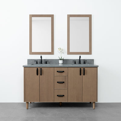 Malibu 60" Almond Coast Bathroom Vanity, Double Sink - Teodor Vanities