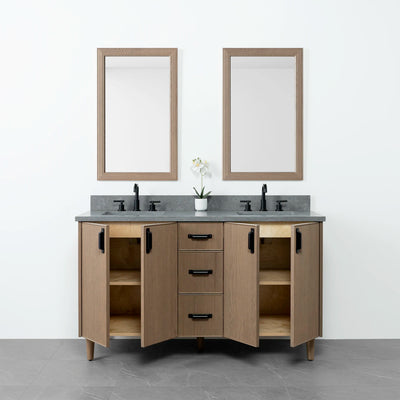 Malibu 60" Almond Coast Bathroom Vanity, Double Sink