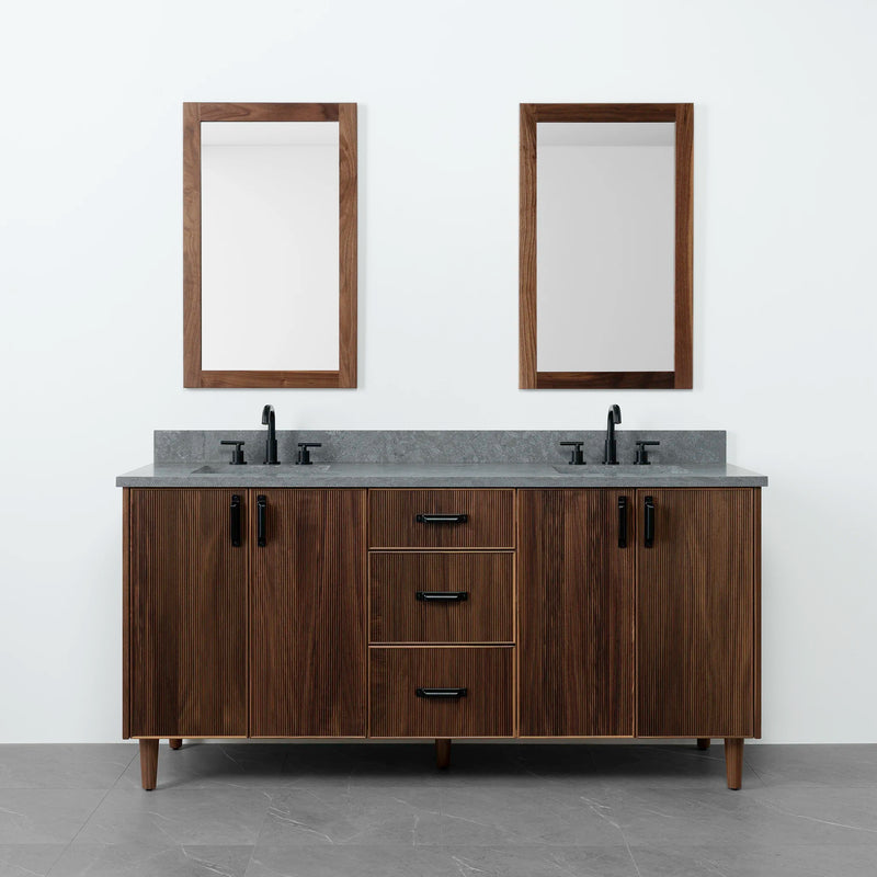 Malibu 72" American Black Walnut Bathroom Vanity, Double Sink - Teodor Vanities