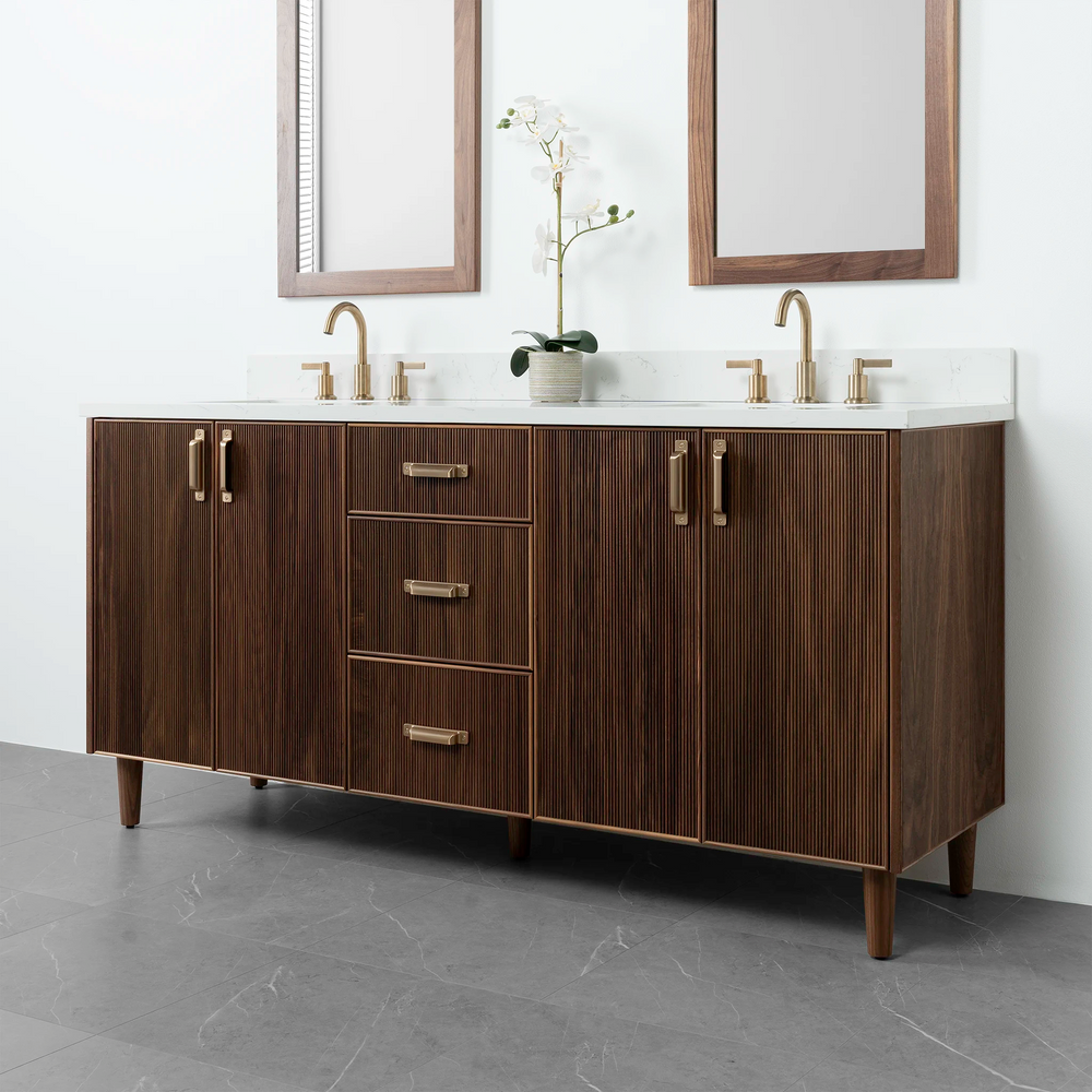 
                  
                    Malibu 72" American Black Walnut Bathroom Vanity, Double Sink - Teodor Vanities
                  
                