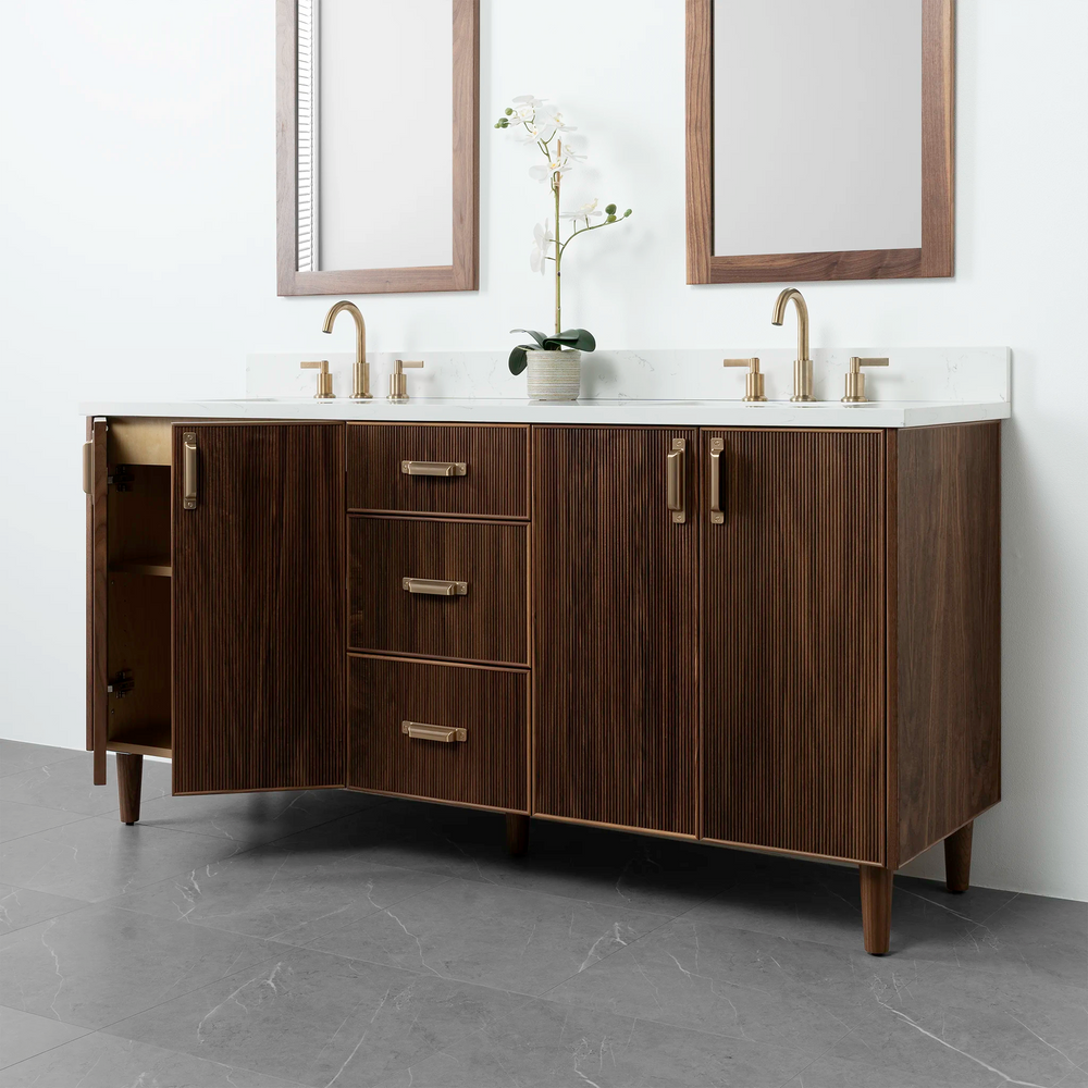 
                  
                    Malibu 72" American Black Walnut Bathroom Vanity, Double Sink - Teodor Vanities
                  
                