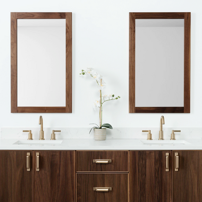 Malibu 72" Black Walnut Vanity, Double Sink - matching mirrors