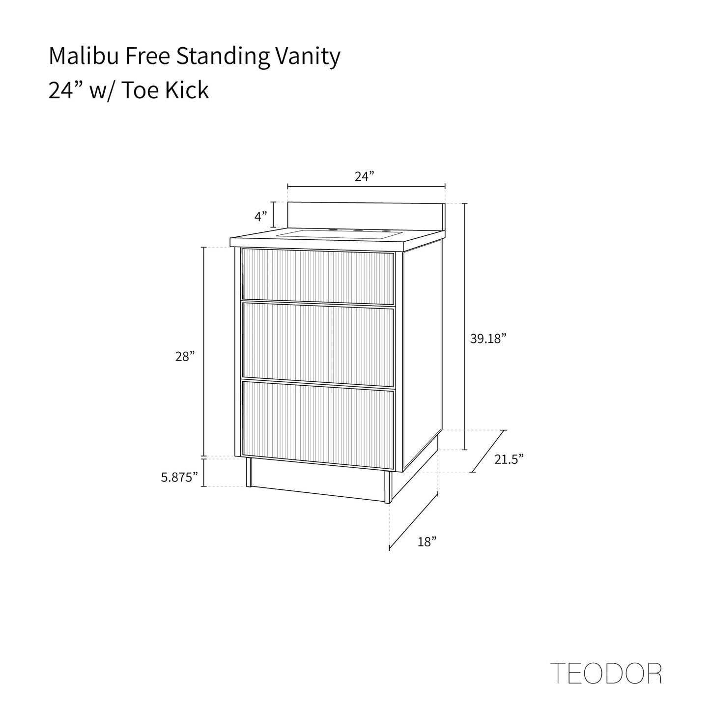 
                  
                    Malibu SLIM 24" American Black Walnut Bathroom Vanity - All Drawers Teodor Bathroom Vanity Canada
                  
                
