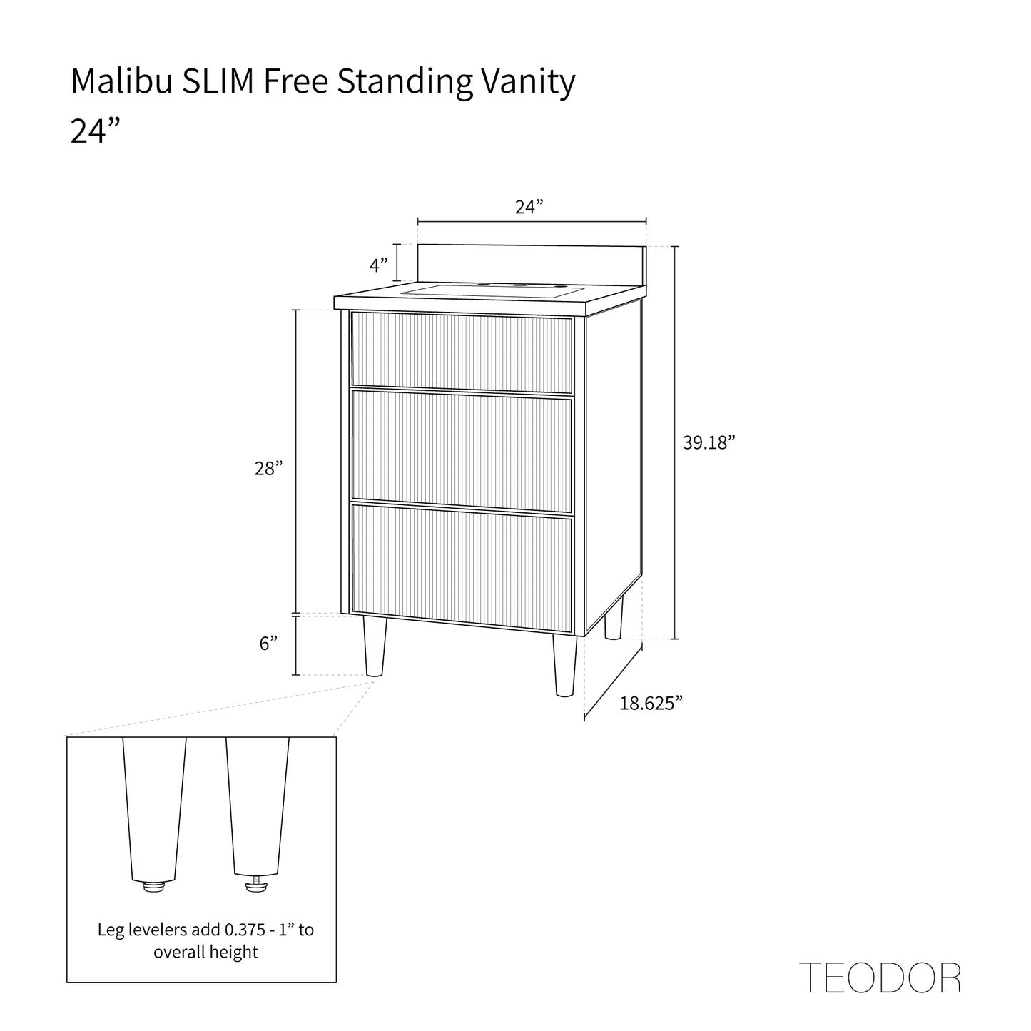 
                  
                    Malibu SLIM 24" Almond Coast Bathroom Vanity - All Drawers
                  
                
