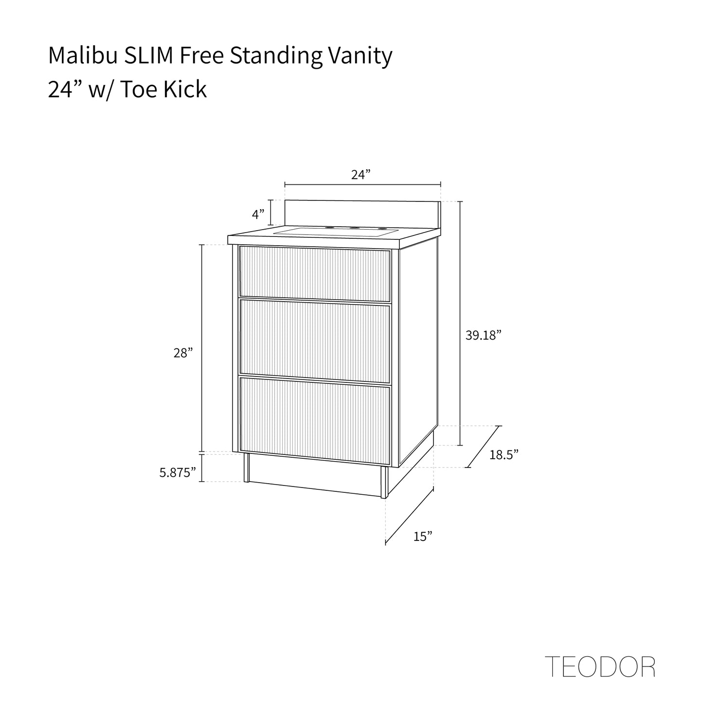 
                  
                    Malibu SLIM 24" American Black Walnut Bathroom Vanity - All Drawers
                  
                