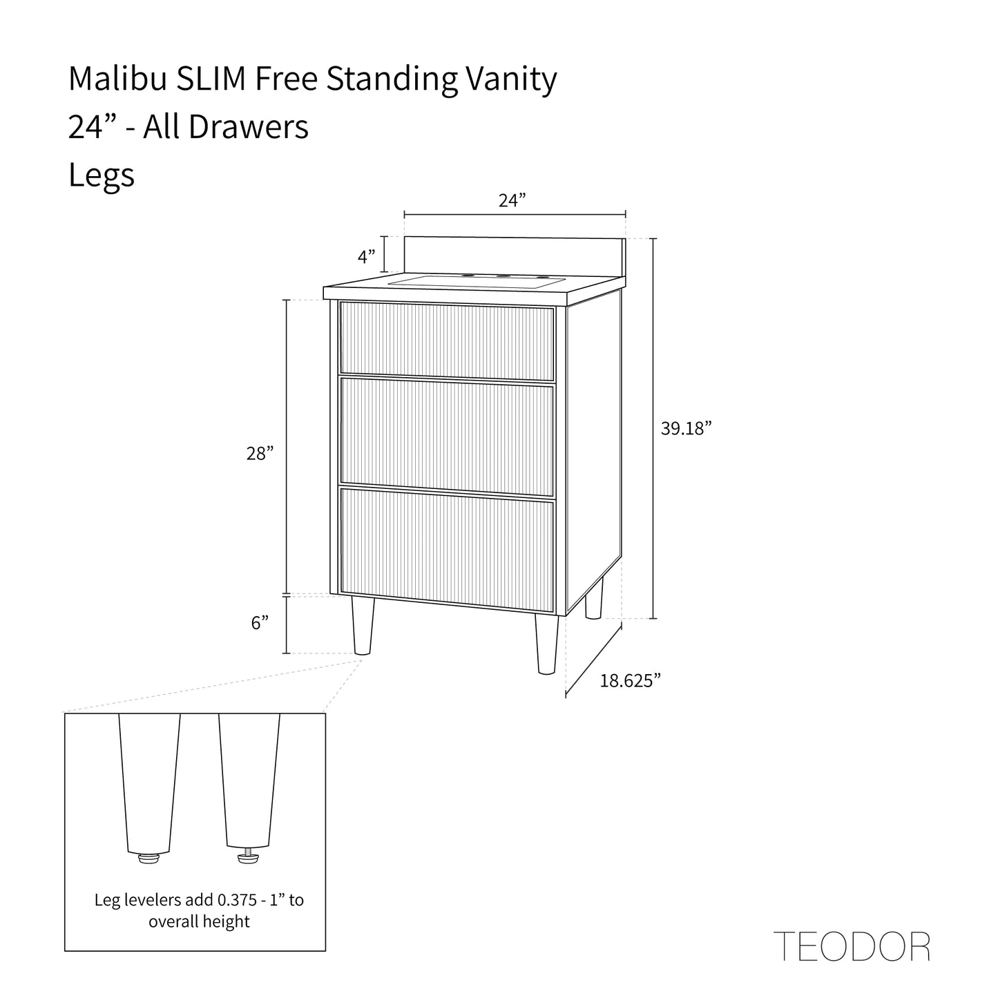 
                  
                    Malibu SLIM 24" Almond Coast Bathroom Vanity - All Drawers
                  
                