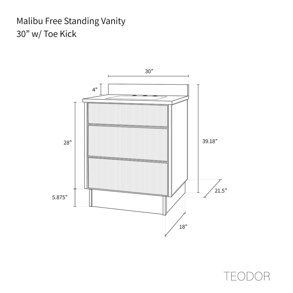 
                  
                    Malibu 30" American Black Walnut Bathroom Vanity - All Drawers
                  
                