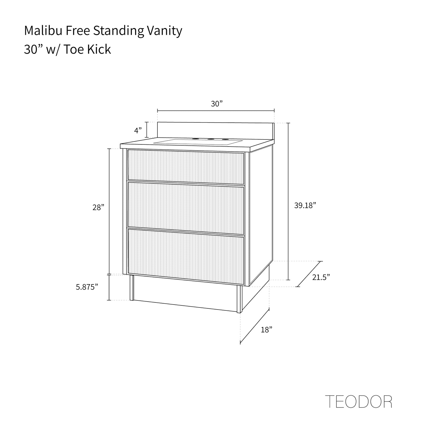 
                  
                    Malibu 30" American Black Walnut Bathroom Vanity - All Drawers
                  
                