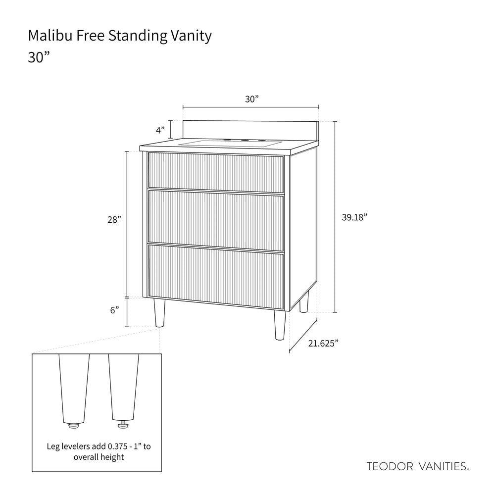 
                  
                    Malibu 30" American Black Walnut Bathroom Vanity - Teodor Vanities
                  
                