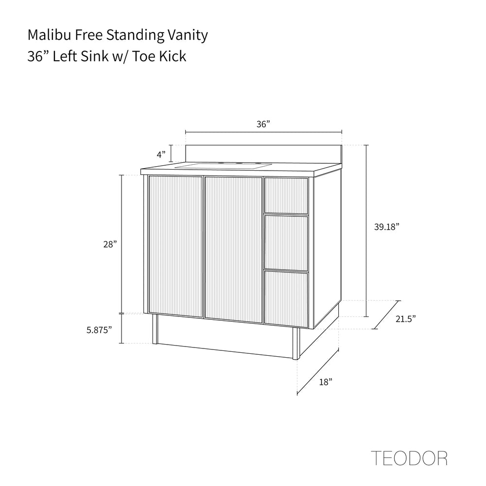 
                  
                    Malibu SLIM 36" American Black Walnut Bathroom Vanity, Left Sink Teodor Bathroom Vanity Canada
                  
                