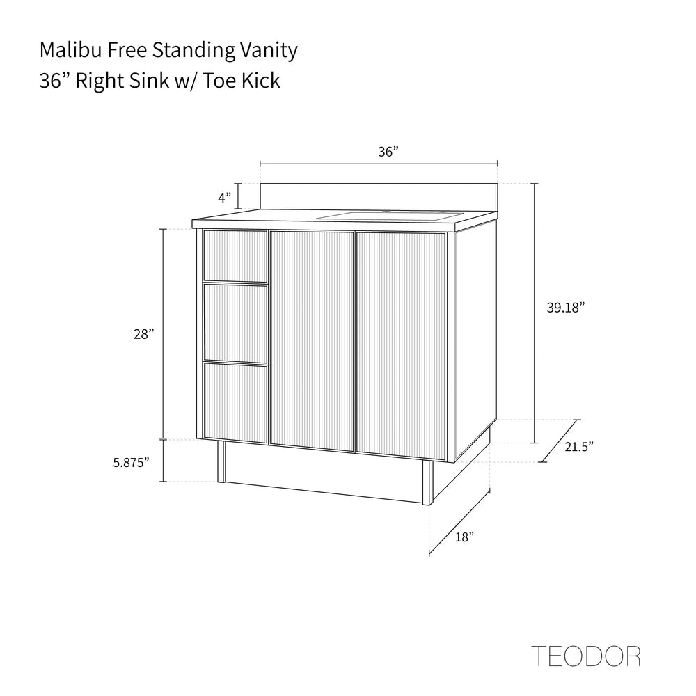 
                  
                    Malibu SLIM 36" American Black Walnut Bathroom Vanity, Right Sink Teodor Bathroom Vanity Canada
                  
                