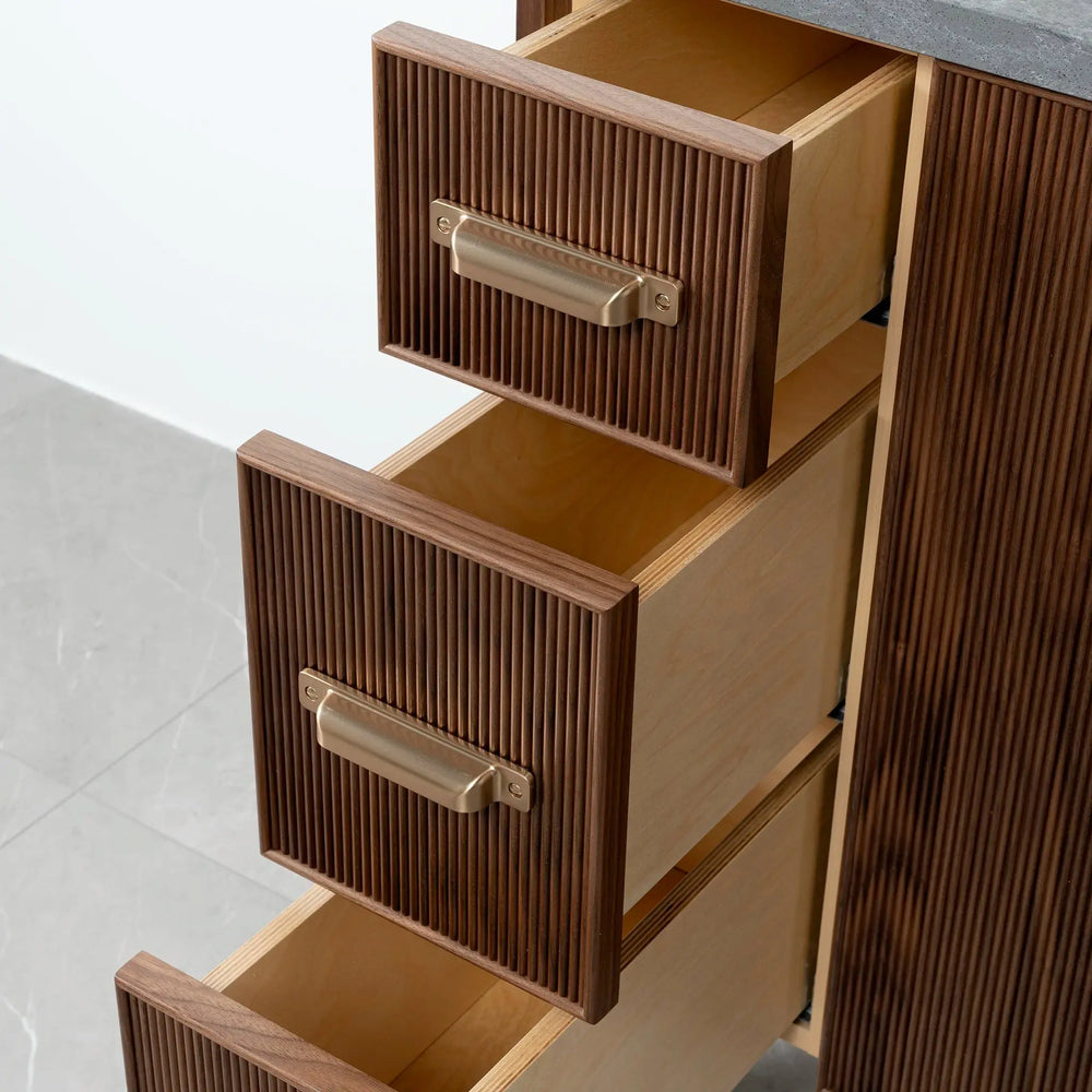 
                  
                    Malibu 36" American Black Walnut Bathroom Vanity, Right Sink - Teodor Vanities
                  
                