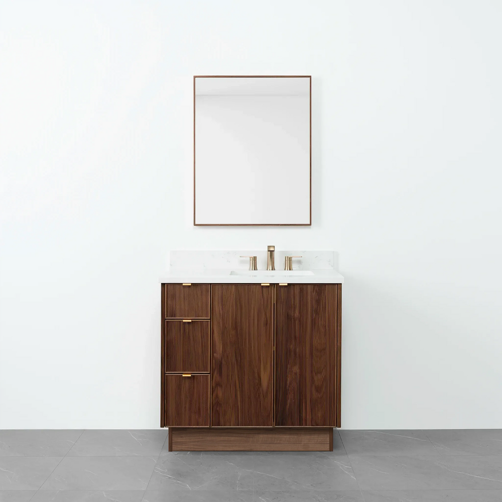 
                  
                    Malibu 36" American Black Walnut Bathroom Vanity, Right Sink
                  
                