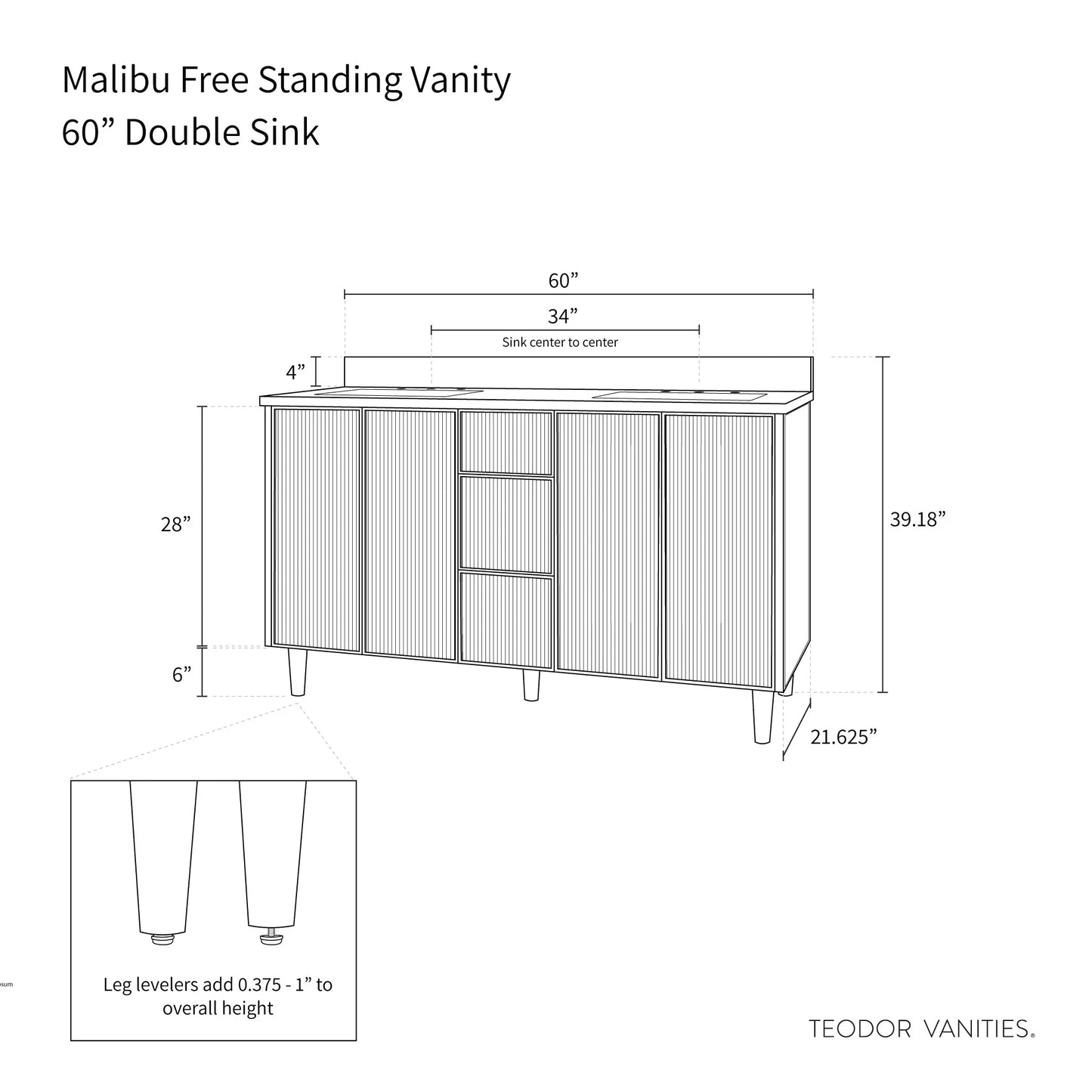 
                  
                    Malibu 60" American Black Walnut Bathroom Vanity, Double Sink - Teodor Vanities
                  
                