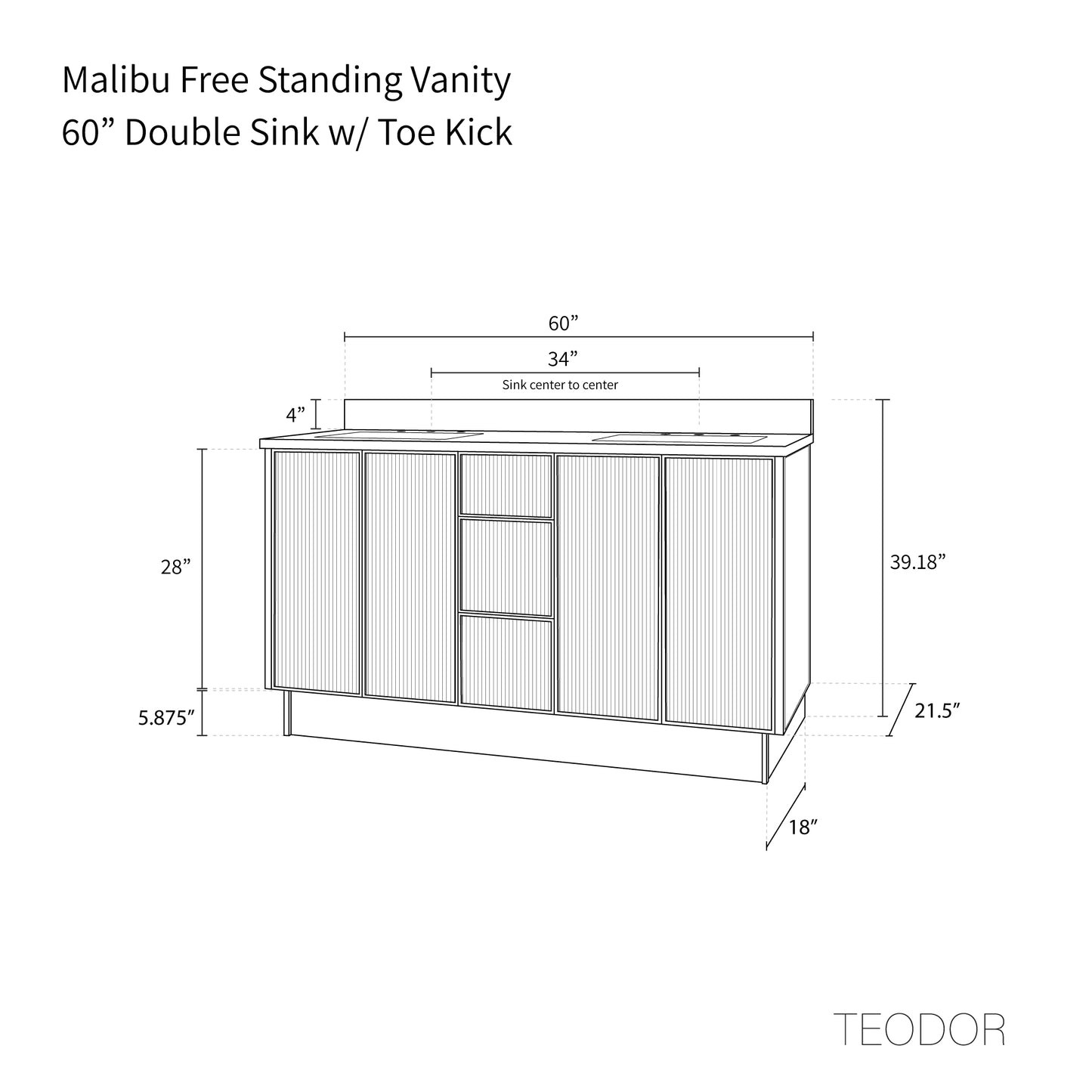 
                  
                    Malibu 60" American Black Walnut Bathroom Vanity, Double Sink
                  
                