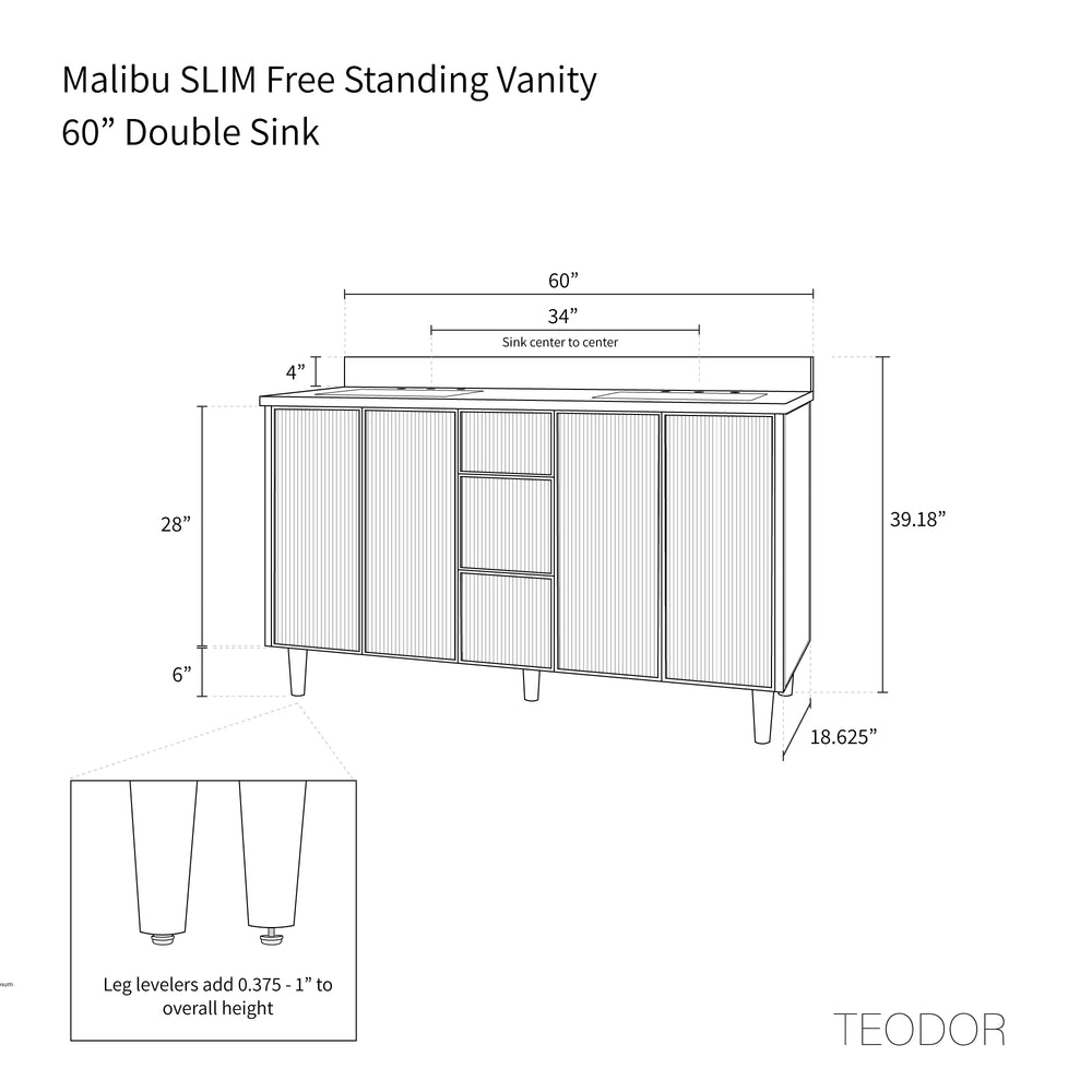 
                  
                    Malibu SLIM 60" American Black Walnut Bathroom Vanity, Double Sink
                  
                