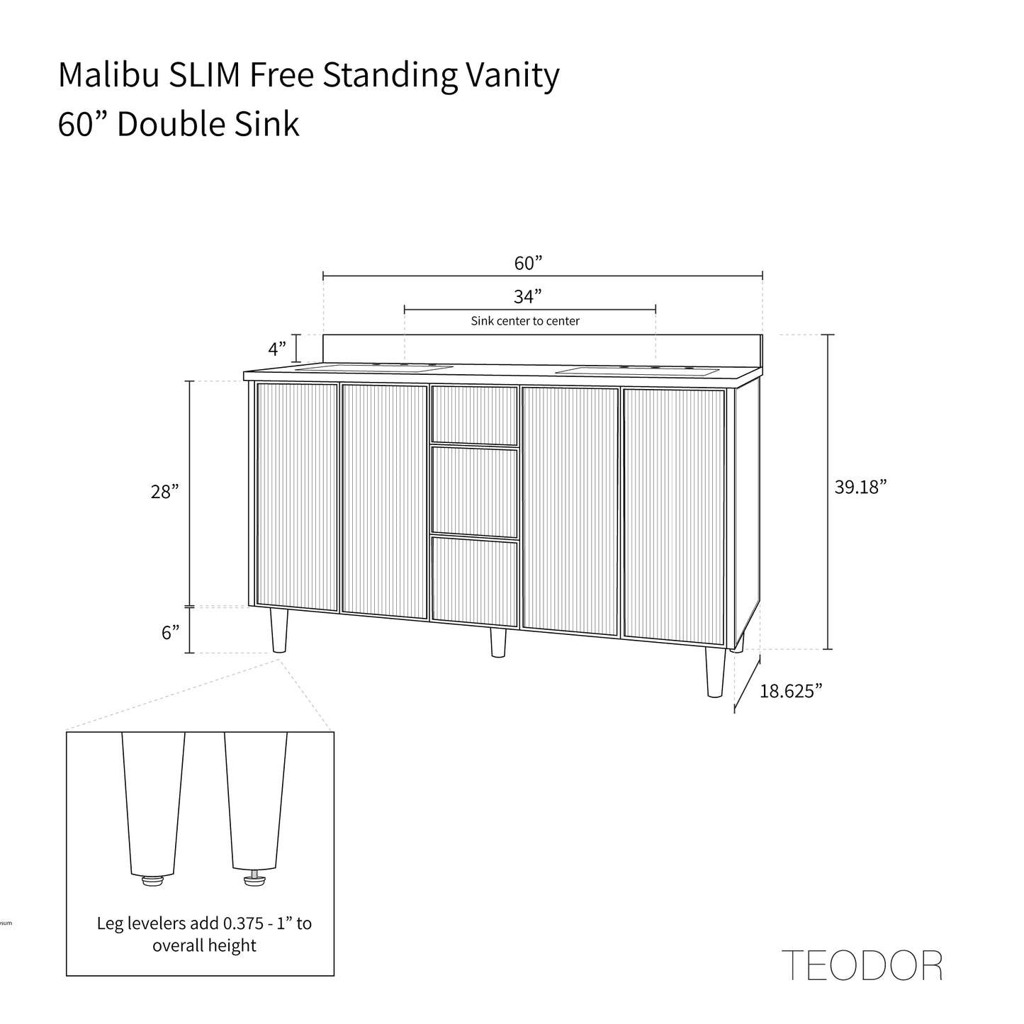 
                  
                    Malibu SLIM 60" American Black Walnut Bathroom Vanity, Double Sink
                  
                