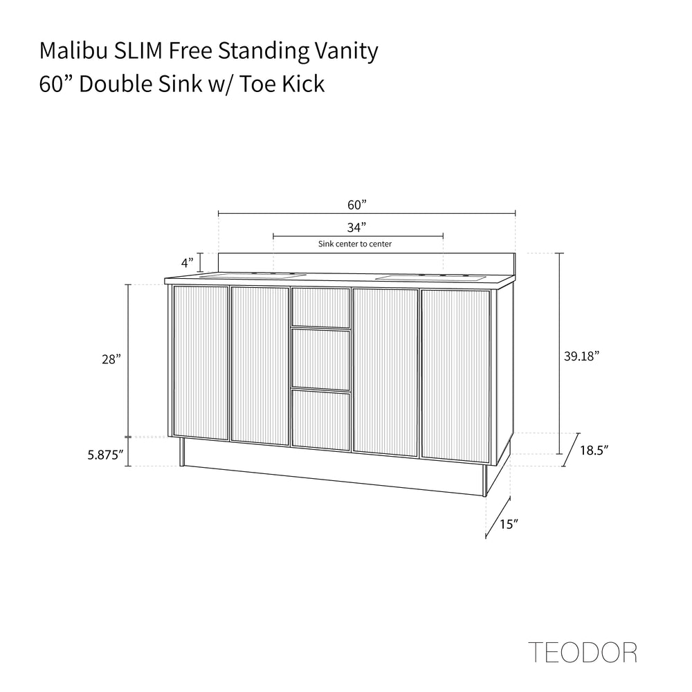 
                  
                    Malibu SLIM 60" American Black Walnut Bathroom Vanity, Double Sink
                  
                