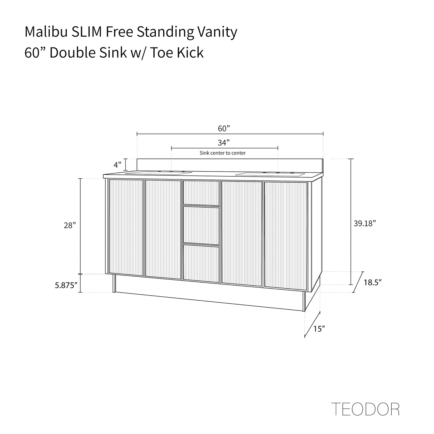 
                  
                    Malibu SLIM 60" American Black Walnut Bathroom Vanity, Double Sink
                  
                