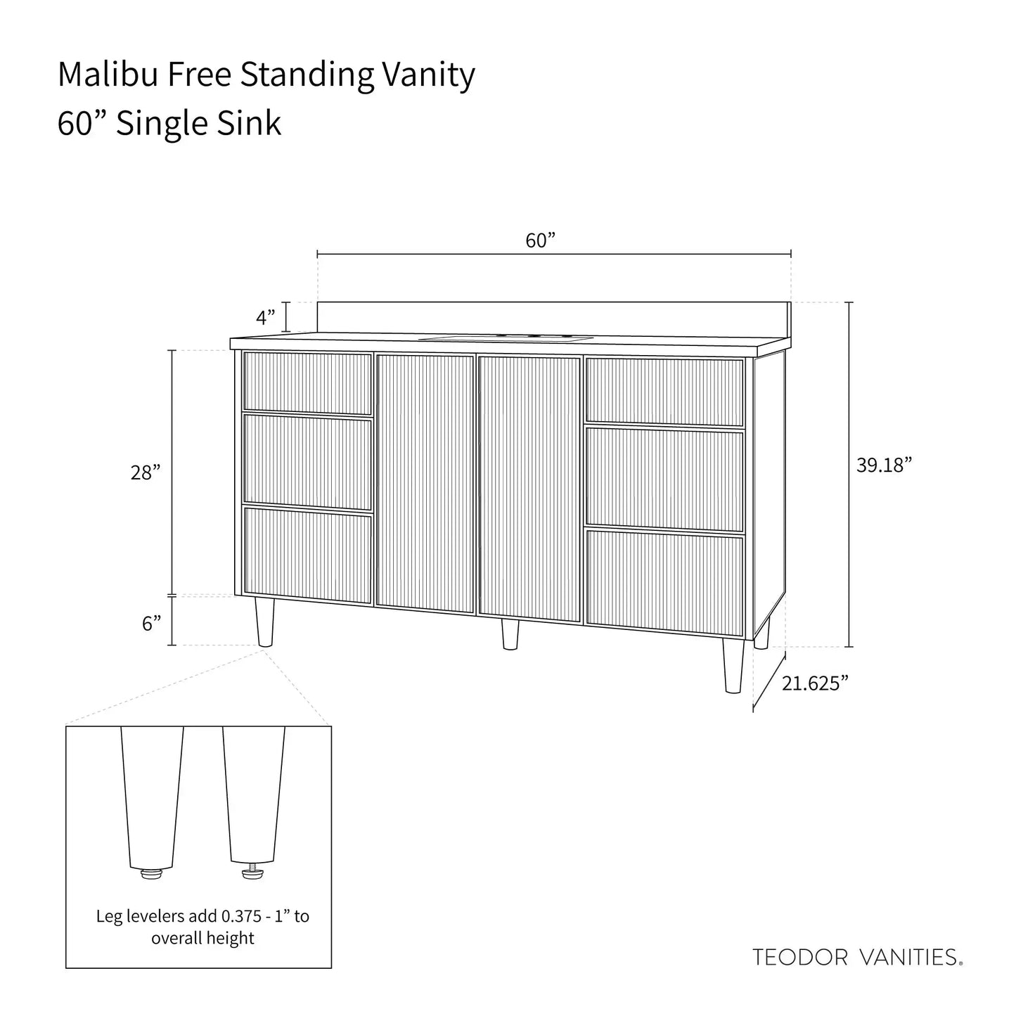 
                  
                    Malibu 60" American Black Walnut Bathroom Vanity - Teodor Vanities
                  
                