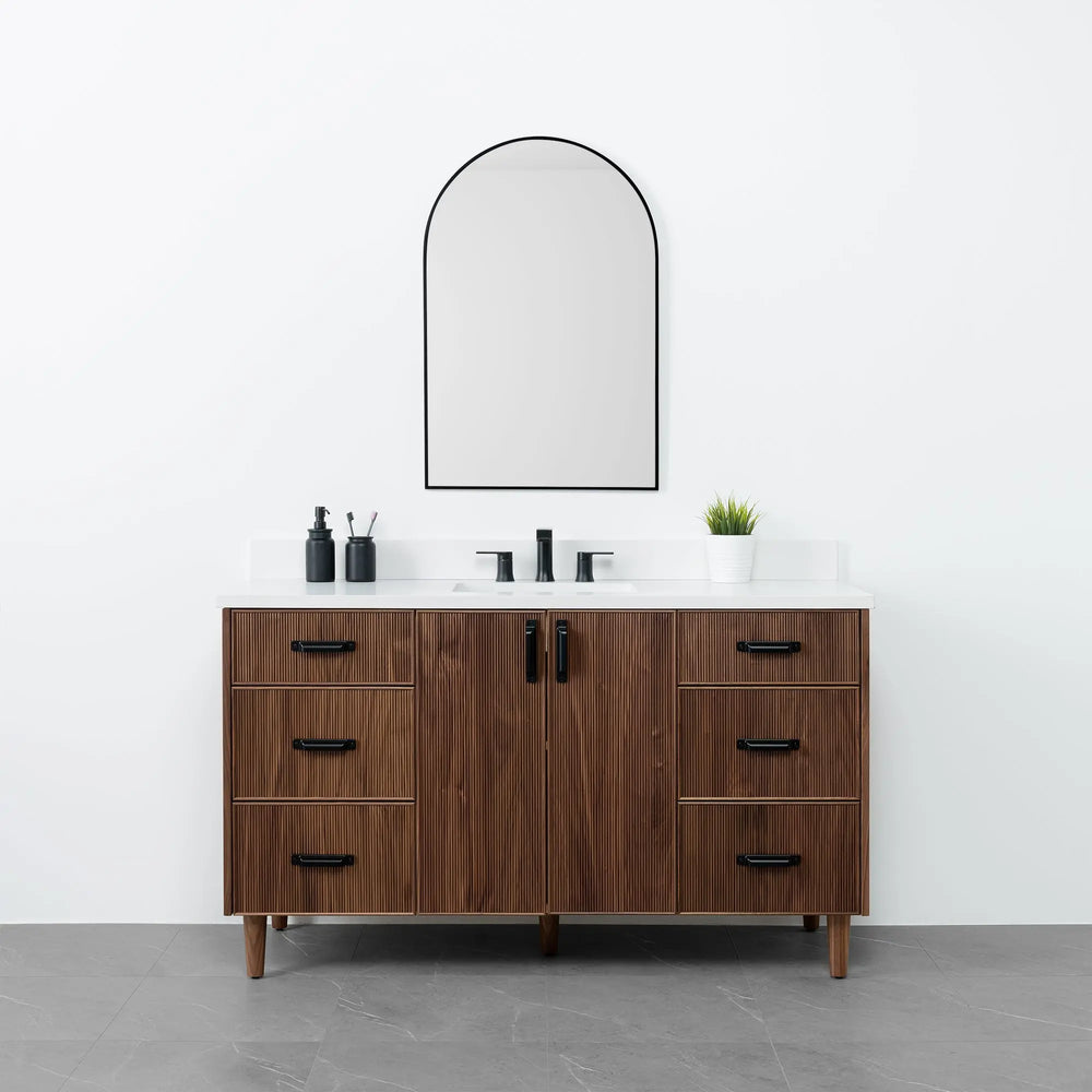 Malibu 60" American Black Walnut Bathroom Vanity - Teodor Vanities