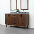 
                  
                    Malibu 60" American Black Walnut Bathroom Vanity, Double Sink - Teodor Vanities
                  
                