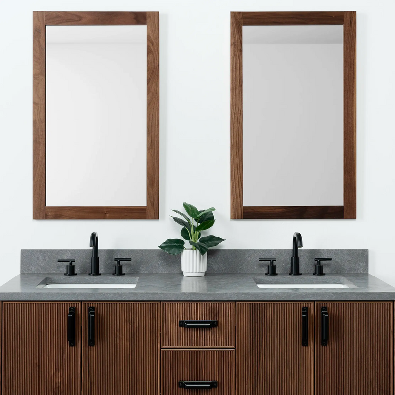 Malibu 60" American Black Walnut Bathroom Vanity, Double Sink