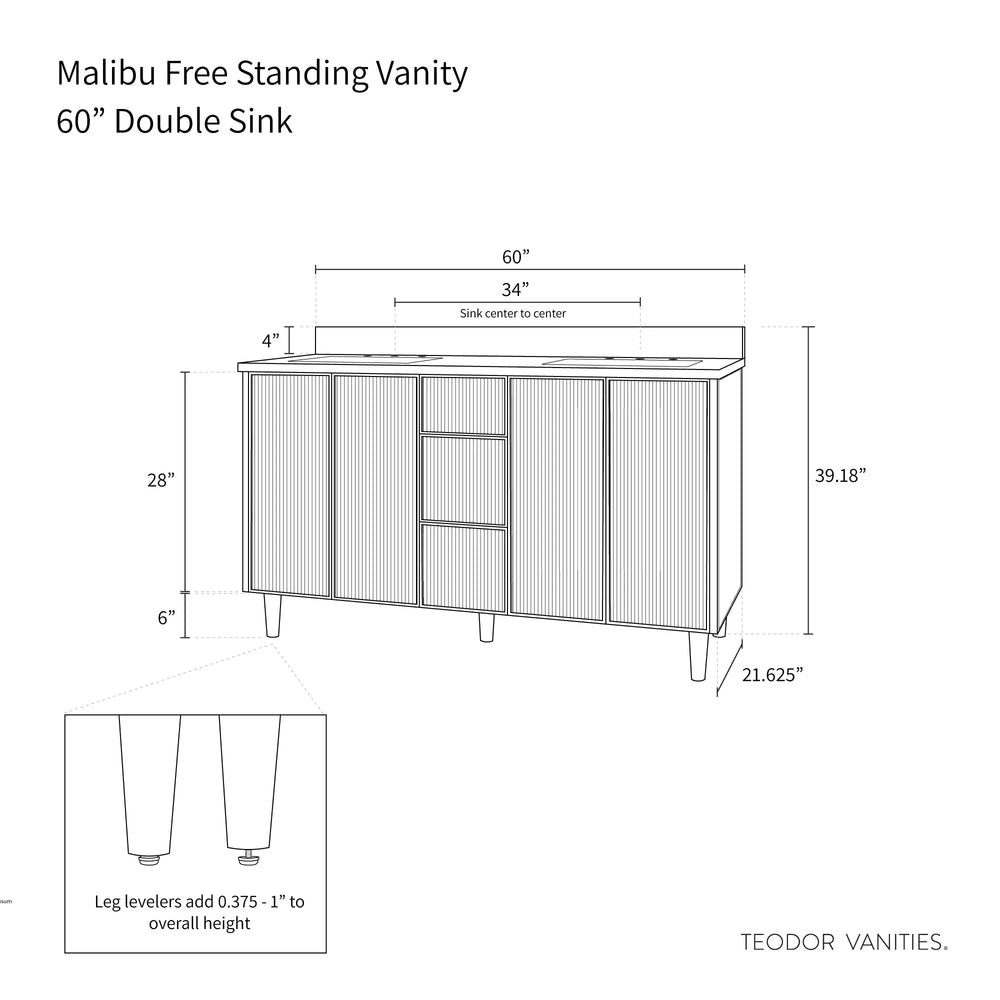 
                  
                    Malibu 60" Almond Coast Bathroom Vanity, Double Sink - Teodor Vanities
                  
                