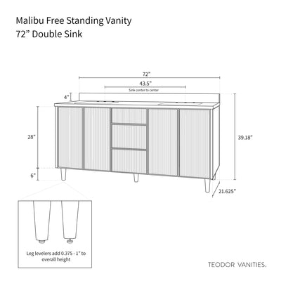 Malibu 72", Teodor® American Black Walnut Vanity, Double Sink