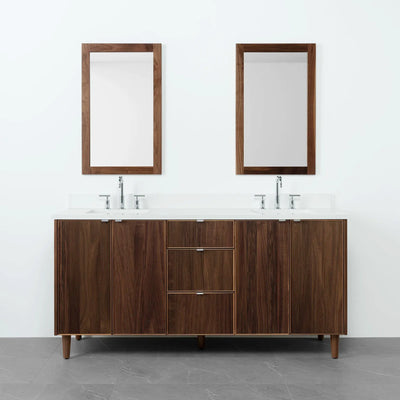 Malibu 72" American Black Walnut Bathroom Vanity, Double Sink