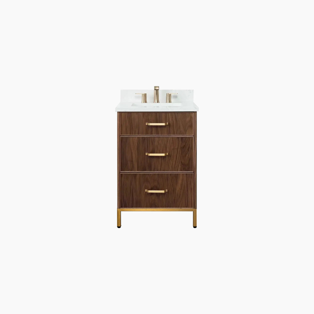 
                  
                    Malibu 24" American Black Walnut Bathroom Vanity - All Drawers
                  
                
