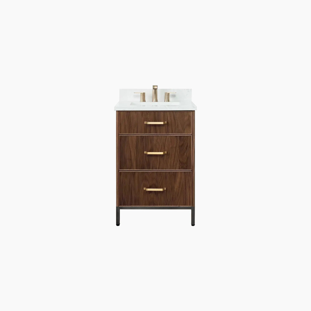 
                  
                    Malibu 24" American Black Walnut Bathroom Vanity - All Drawers
                  
                